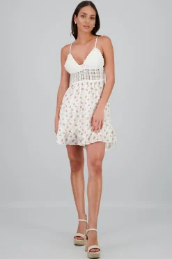 Shasa Crochet Floral Mini Dress