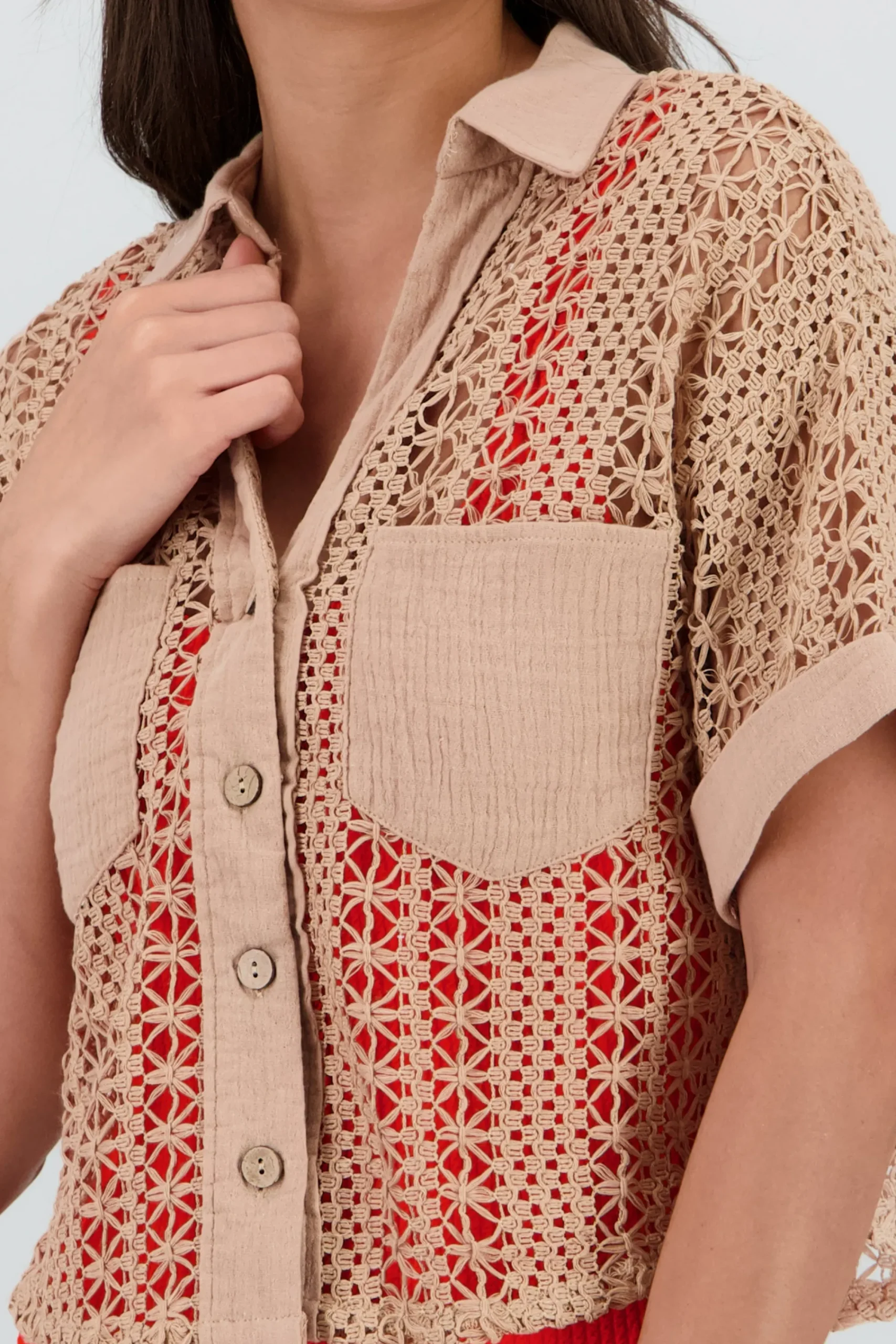 Shasa Crochet Knit Shirt