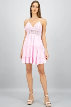 Shasa Crochet Mini Dress With Straps
