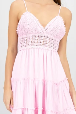 Shasa Crochet Mini Dress With Straps