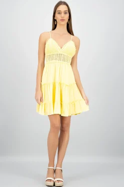 Shasa Crochet Mini Dress With Straps