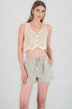 Shasa Crochet Top with Buttons