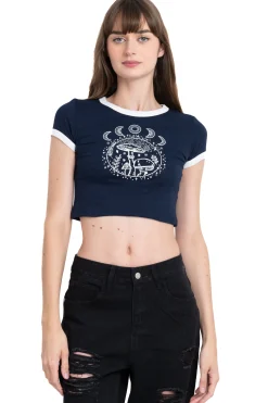 Shasa Crop top with mushrooms and moons