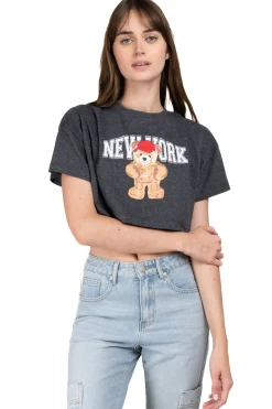 Shasa Crop top with New York bear print