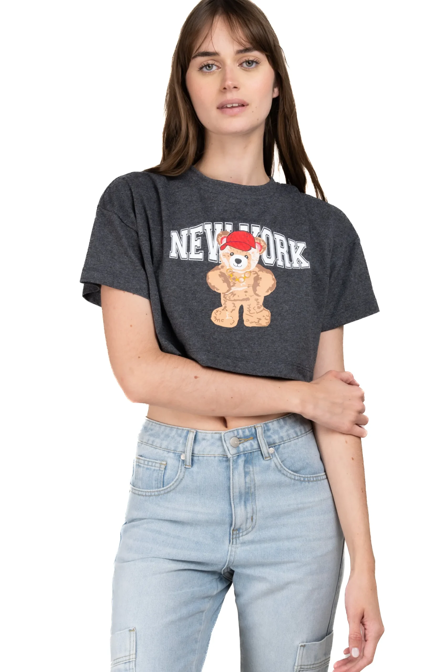Shasa Crop top with New York bear print