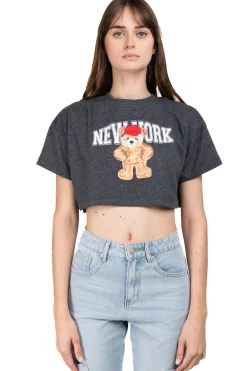 Shasa Crop top with New York bear print