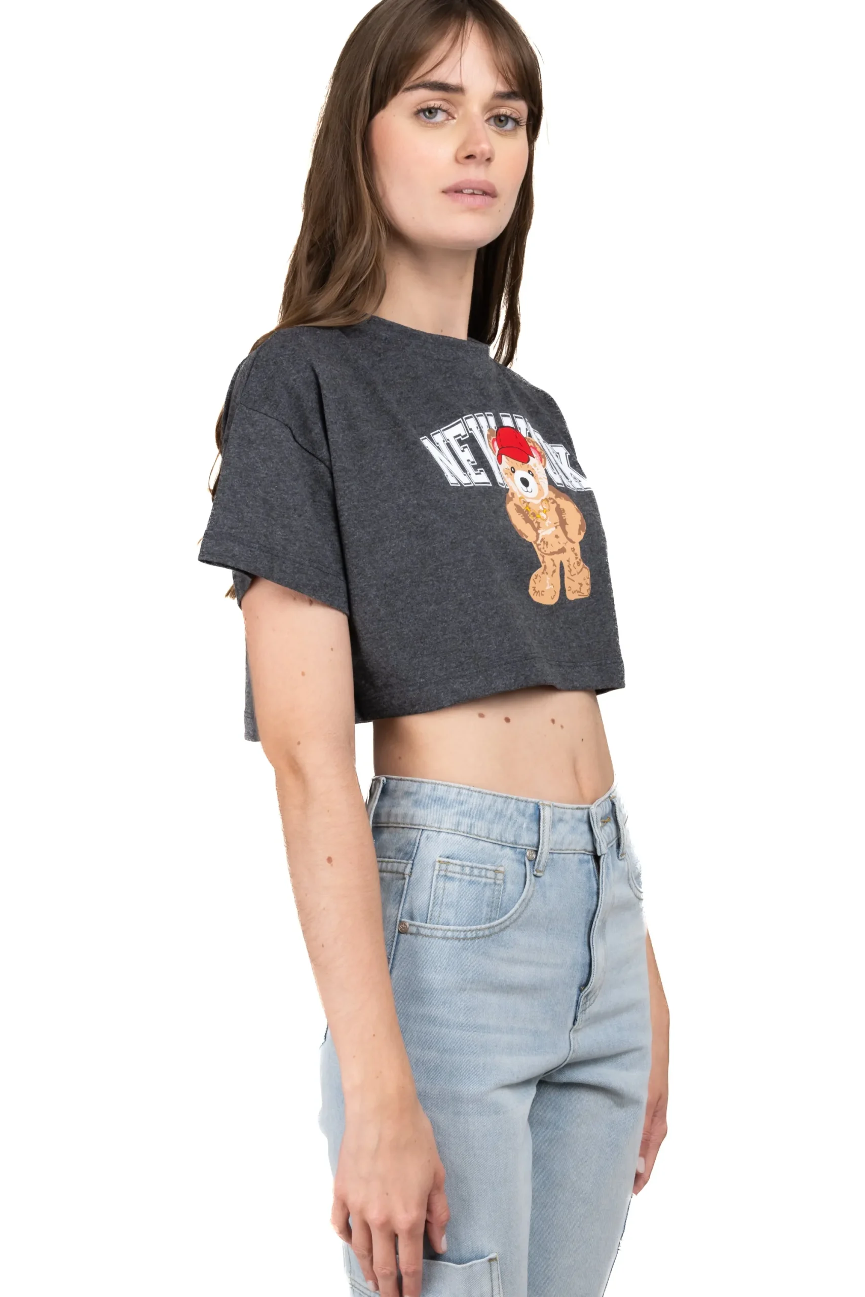 Shasa Crop top with New York bear print