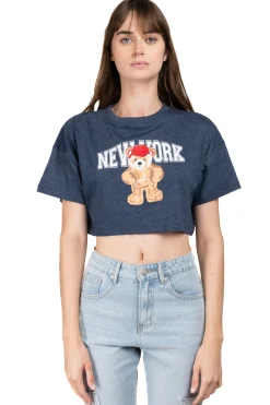 Shasa Crop top with New York bear print