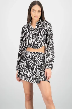 Shasa Cropped Animal Print Shirt