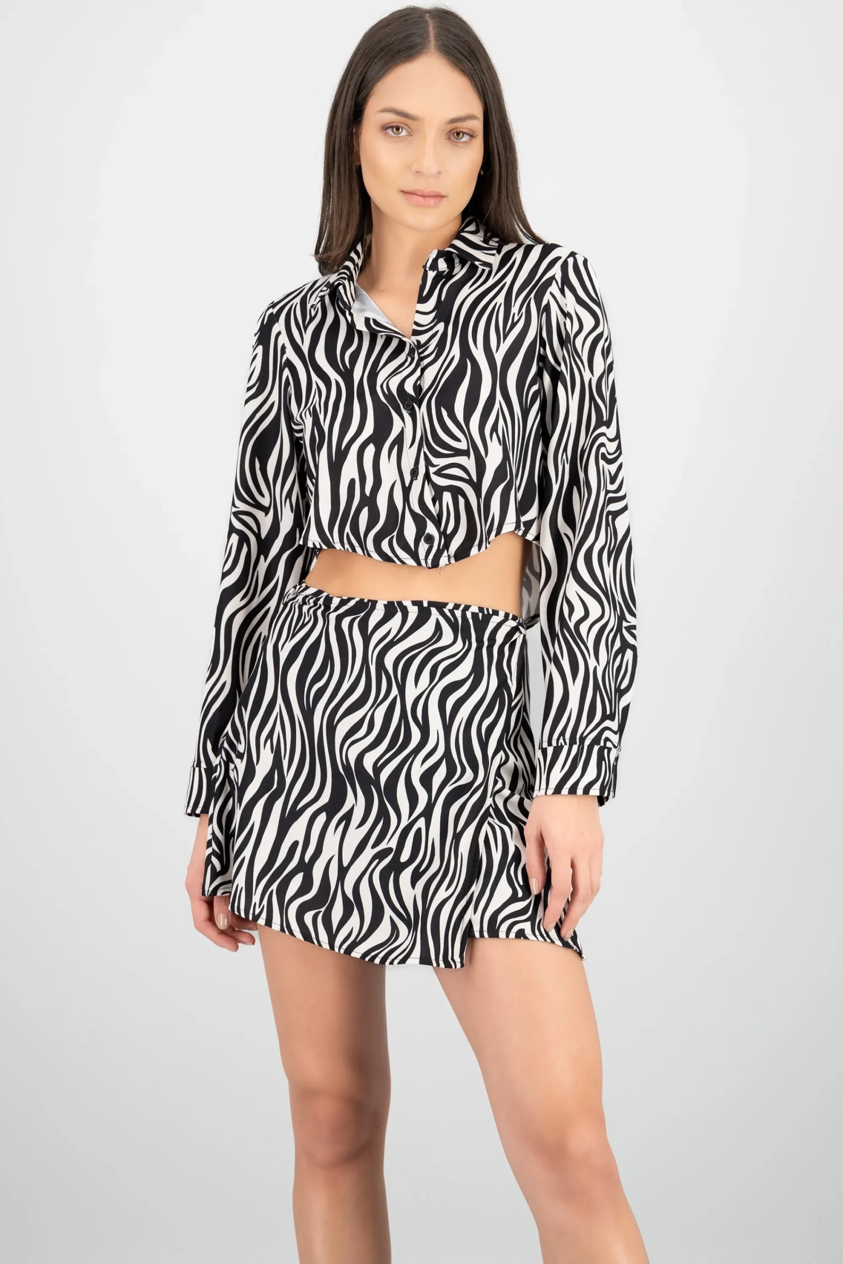 Shasa Cropped Animal Print Shirt