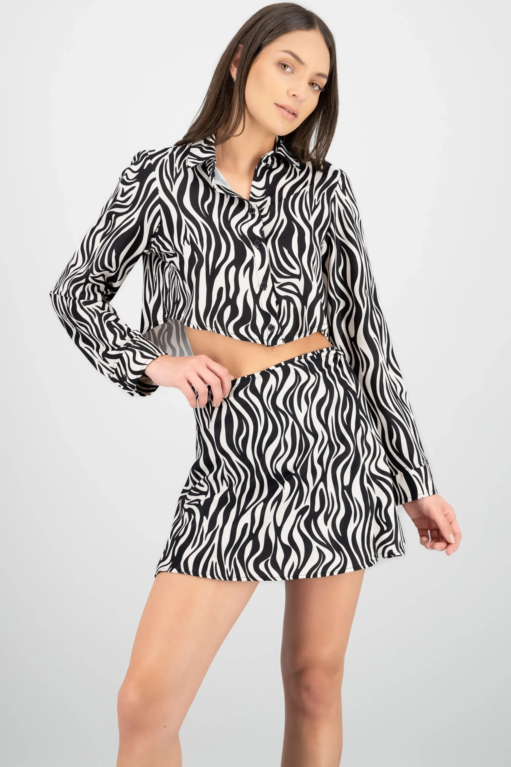 Shasa Cropped Animal Print Shirt