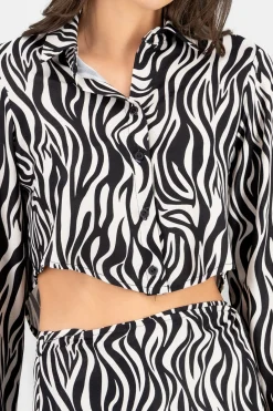 Shasa Cropped Animal Print Shirt
