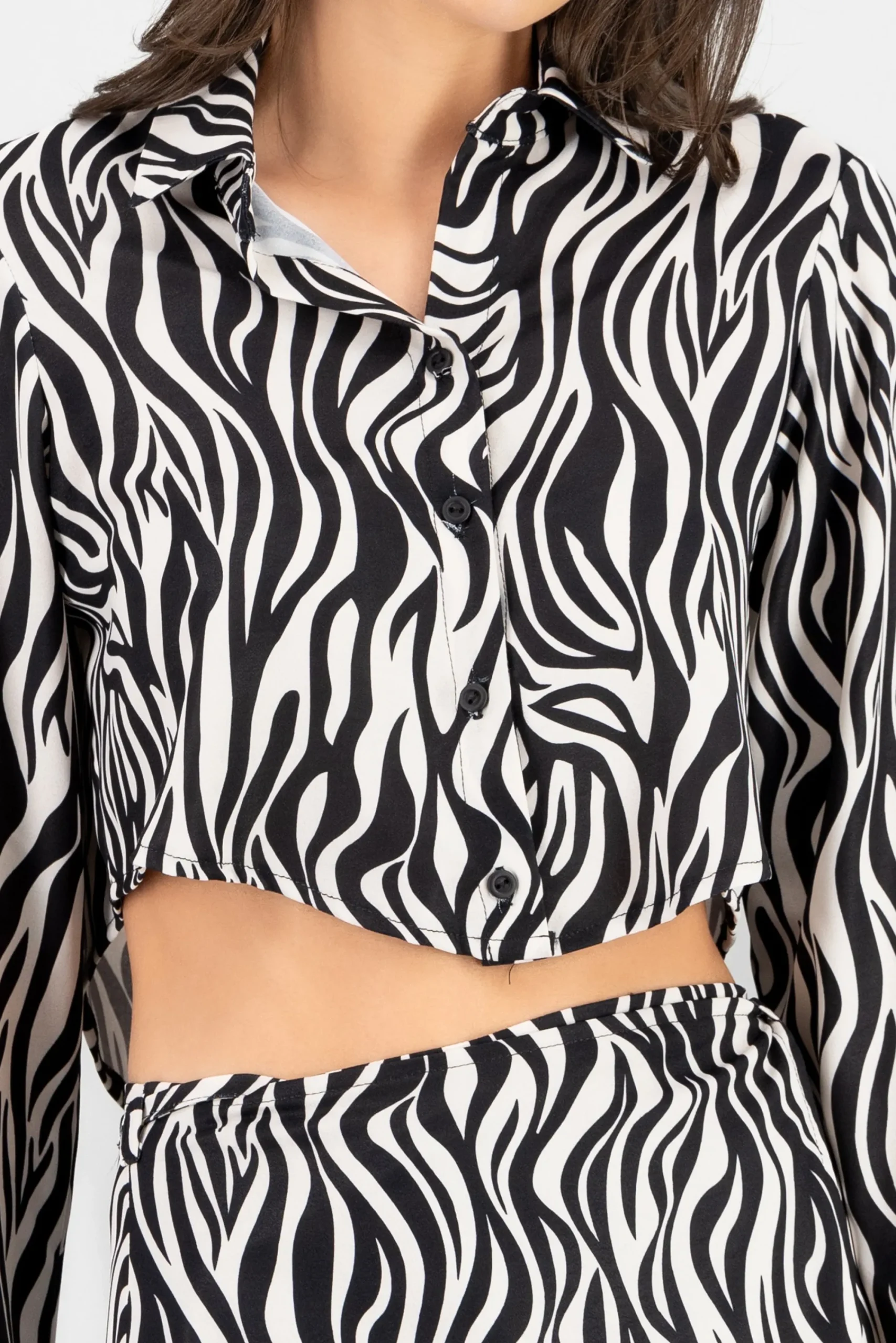 Shasa Cropped Animal Print Shirt