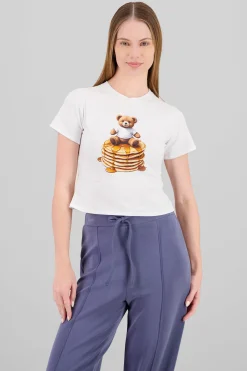 Shasa Cropped Bear Print T Shirt