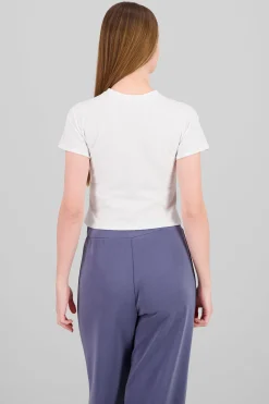 Shasa Cropped Bear Print T Shirt