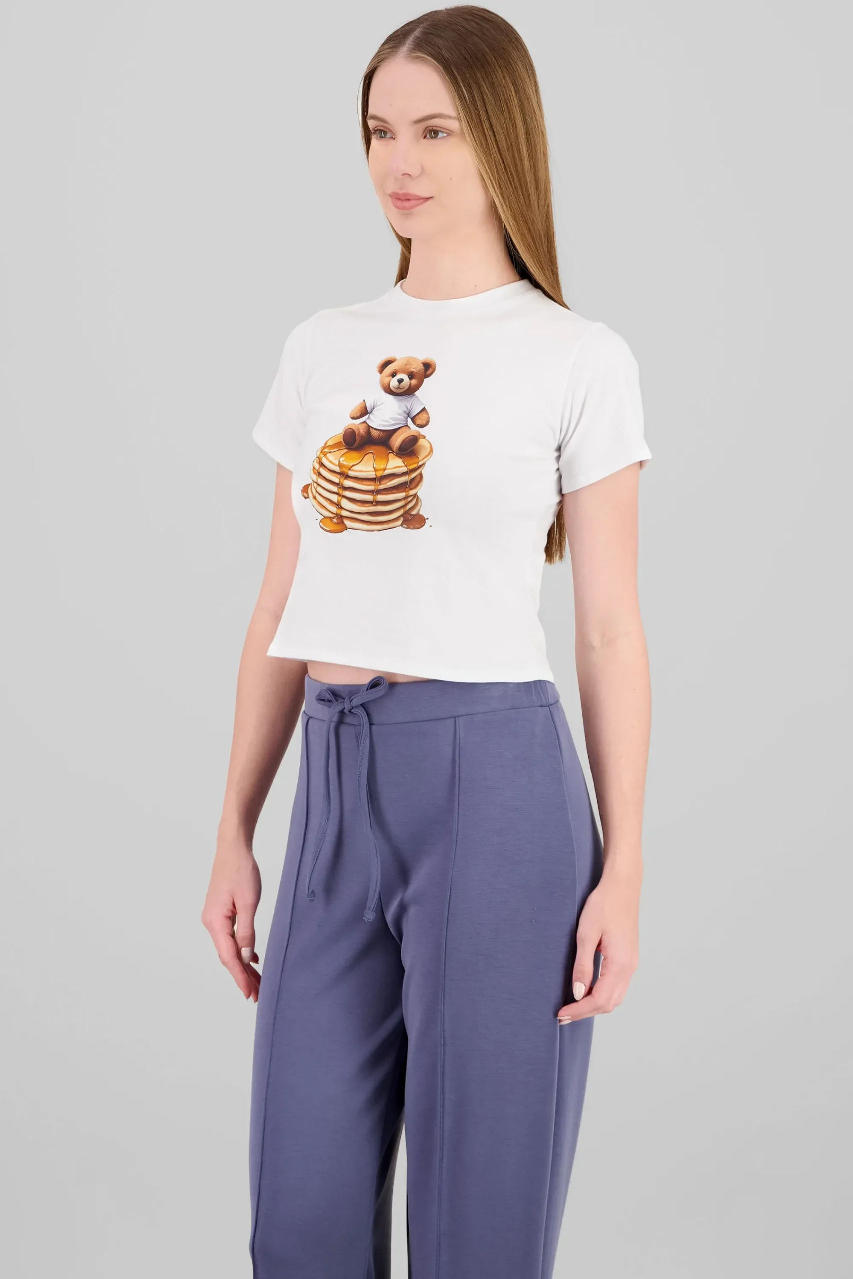 Shasa Cropped Bear Print T Shirt
