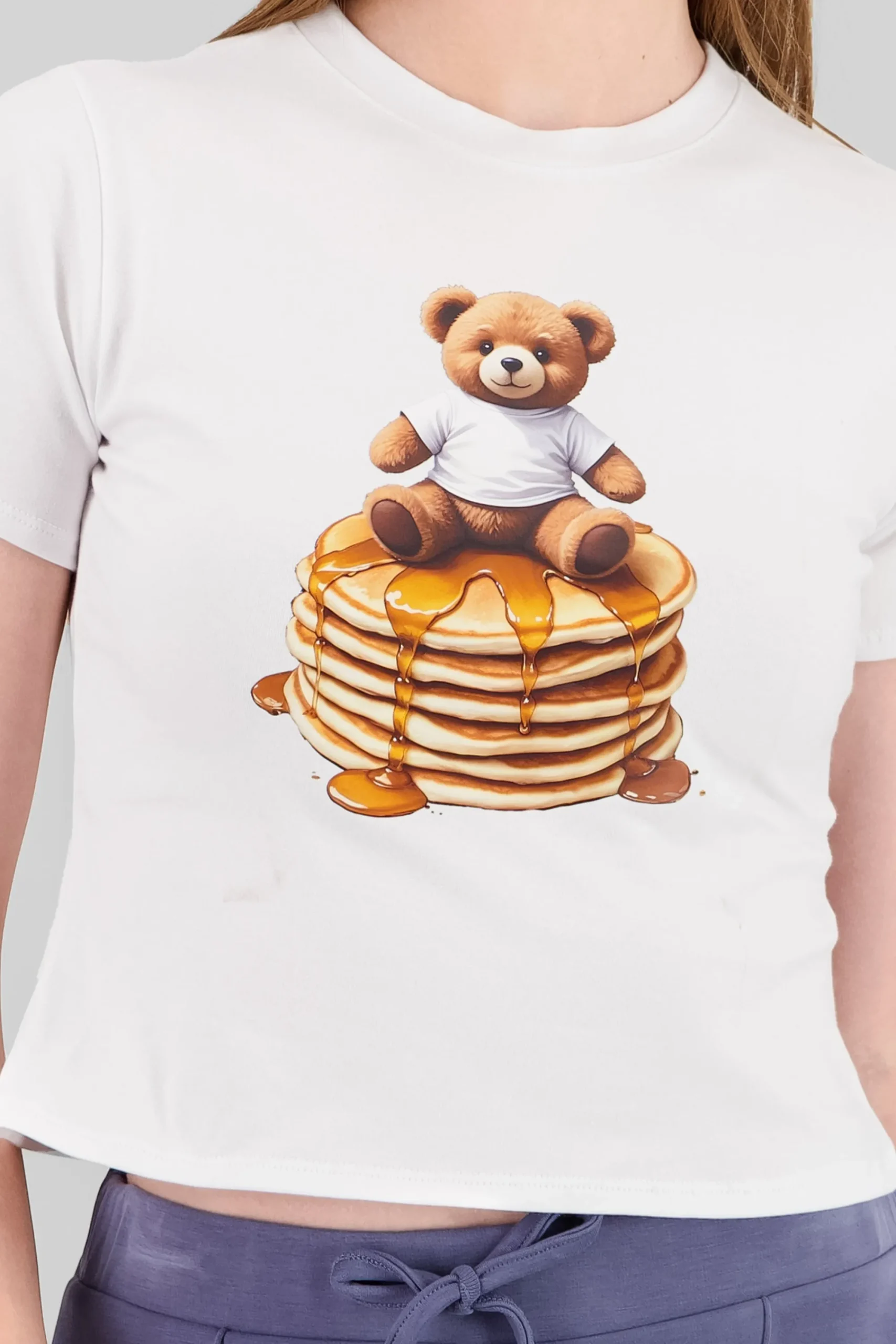Shasa Cropped Bear Print T Shirt