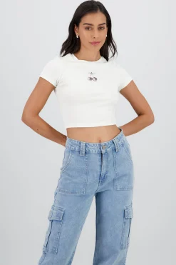 Shasa Cropped Cherry Print Top