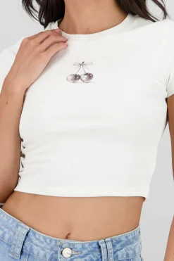 Shasa Cropped Cherry Print Top