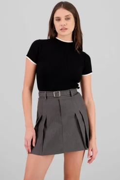 Shasa Cropped Contrast Knit Top