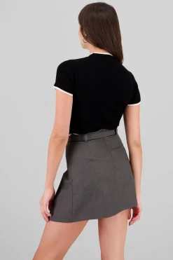 Shasa Cropped Contrast Knit Top