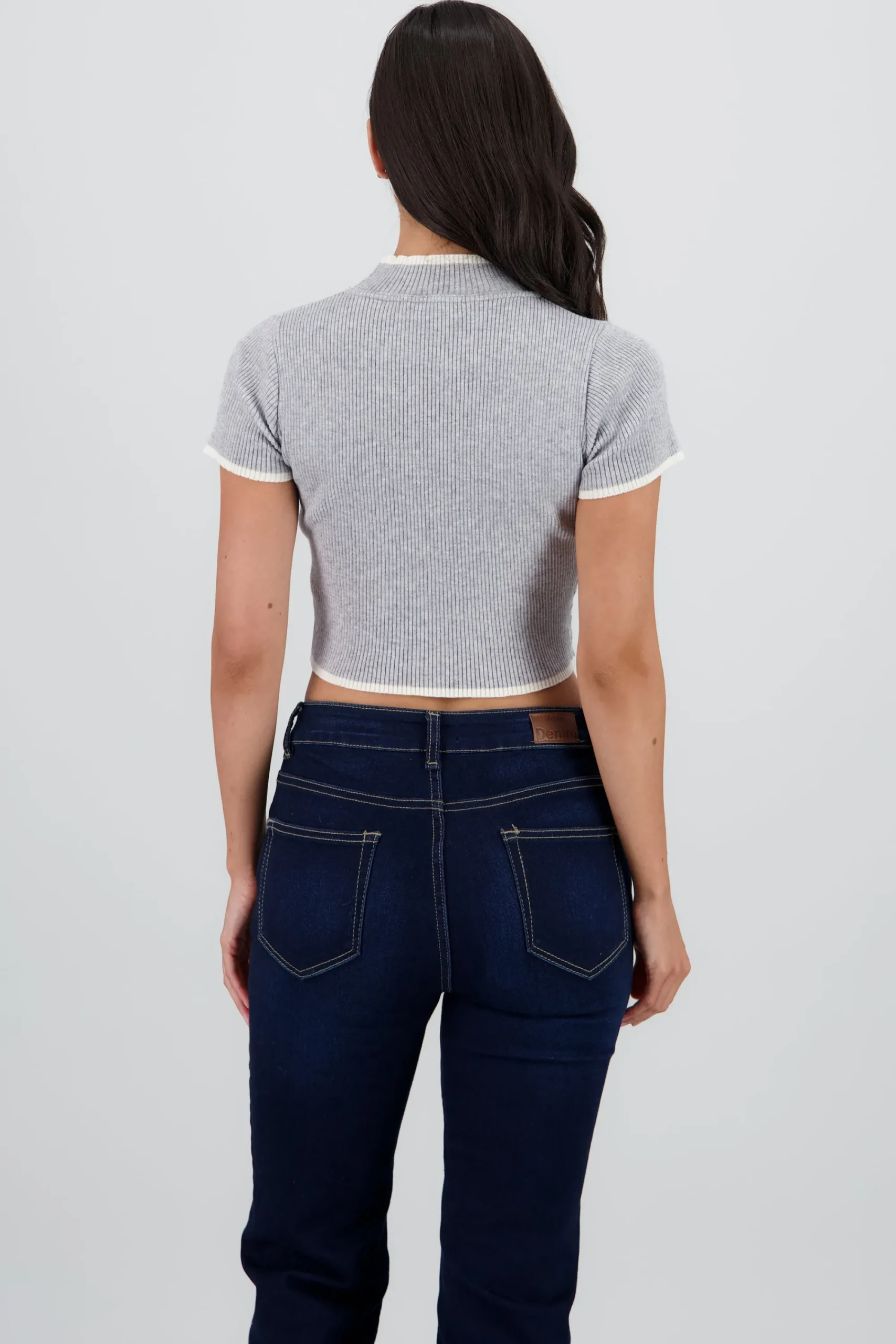 Shasa Cropped Contrast Knit Top
