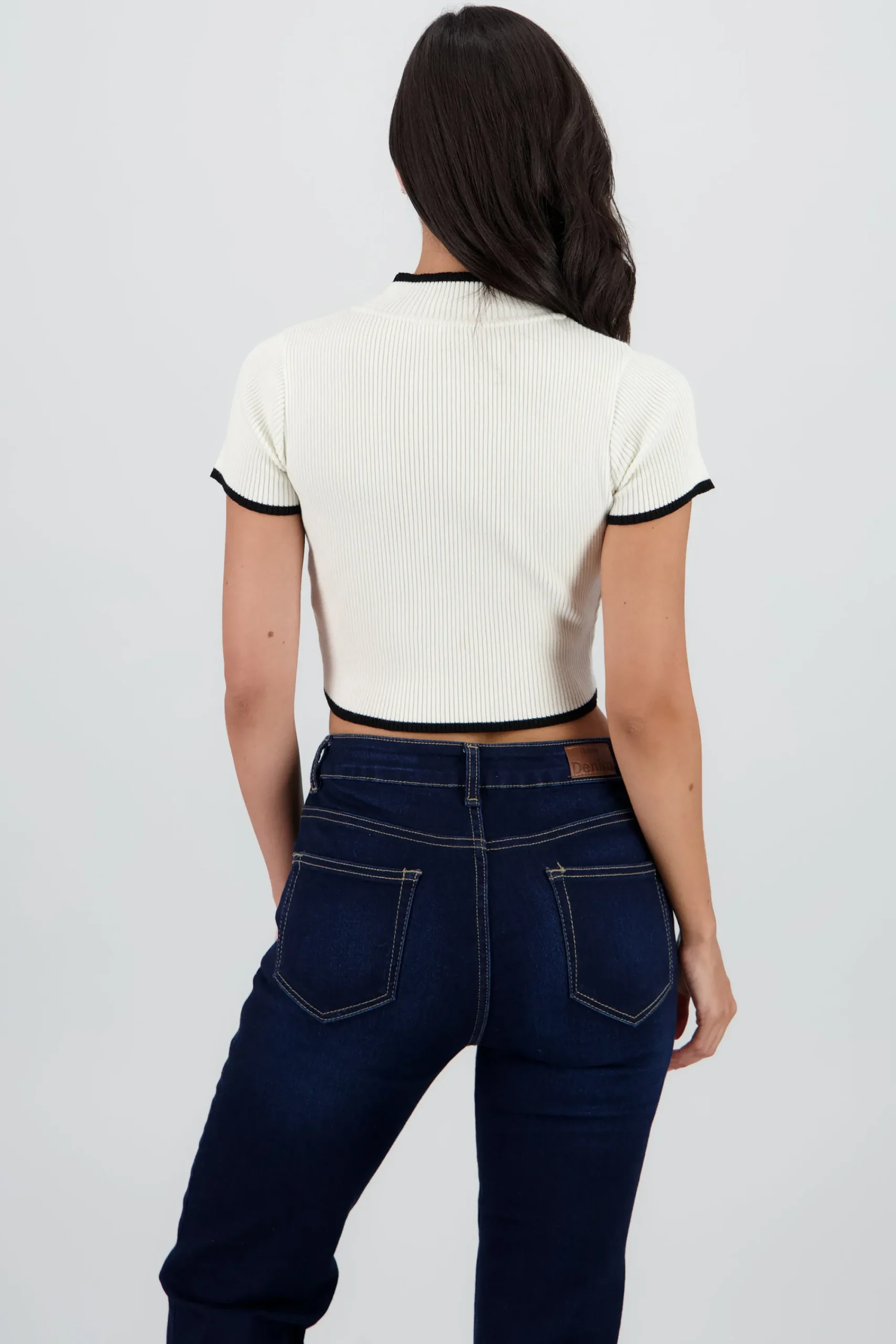 Shasa Cropped Contrast Knit Top