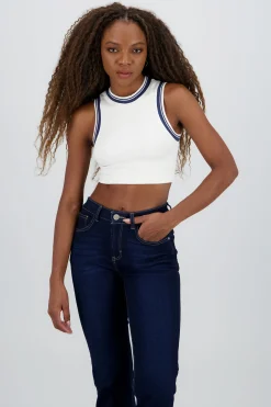 Shasa Cropped Contrast Stripe Top