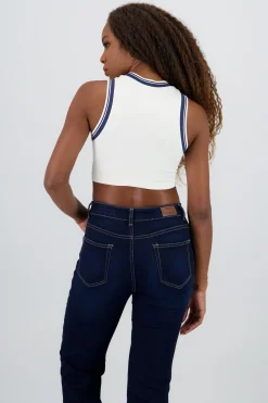 Shasa Cropped Contrast Stripe Top