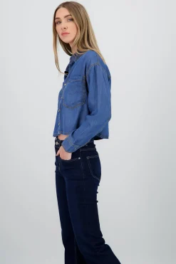 Shasa Cropped Denim Shirt