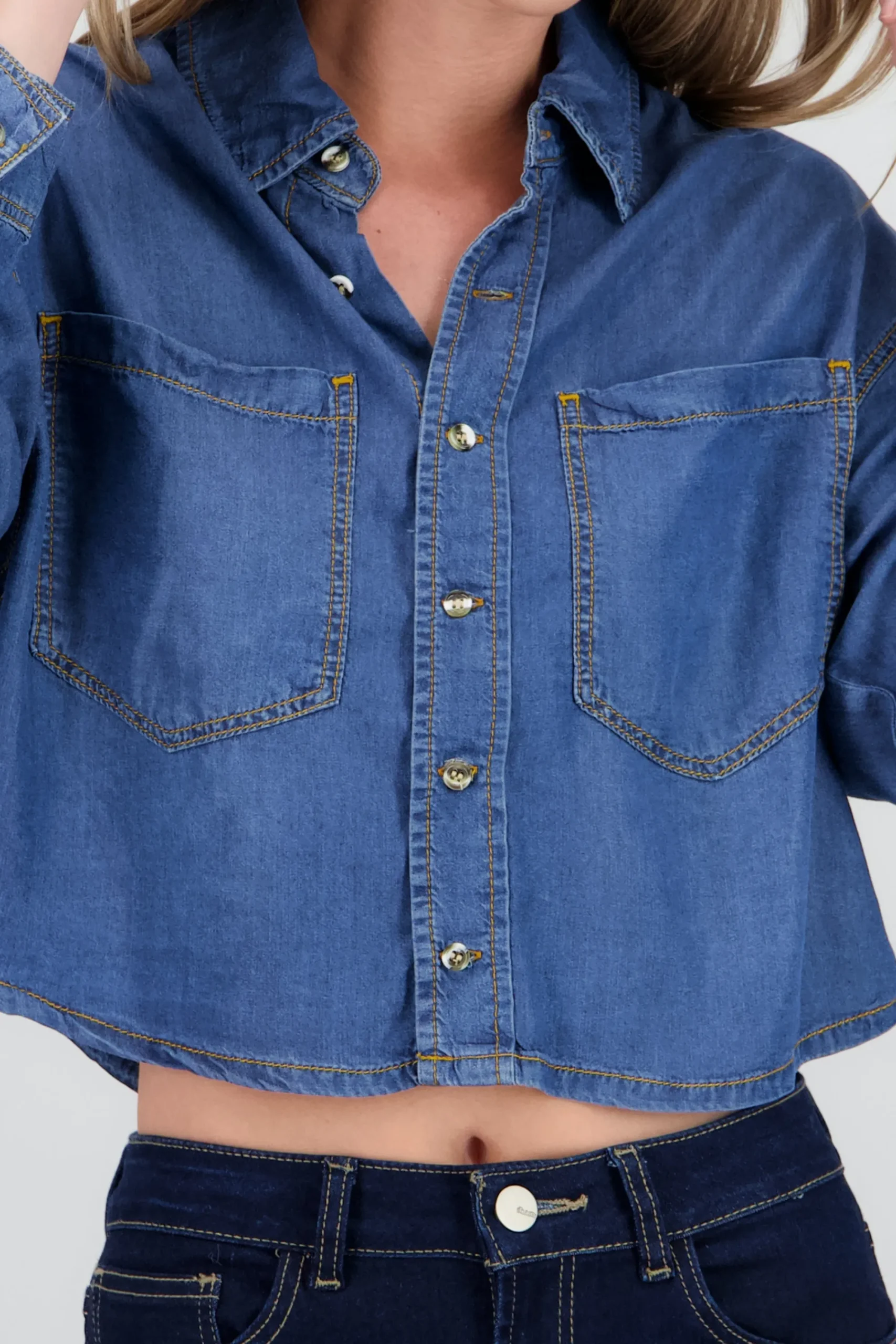 Shasa Cropped Denim Shirt
