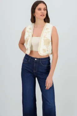 Shasa Cropped Embroidered Vest