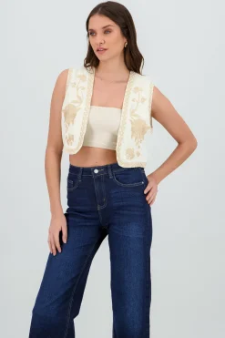 Shasa Cropped Embroidered Vest
