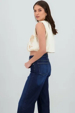 Shasa Cropped Embroidered Vest