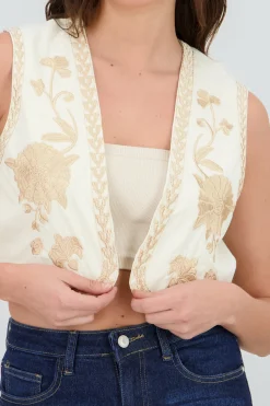 Shasa Cropped Embroidered Vest