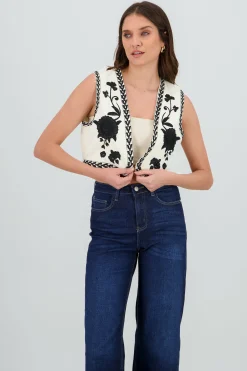Shasa Cropped Embroidered Vest