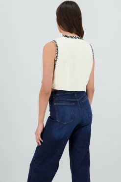 Shasa Cropped Embroidered Vest