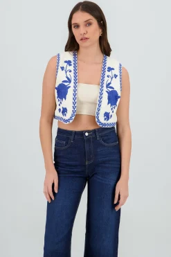 Shasa Cropped Embroidered Vest