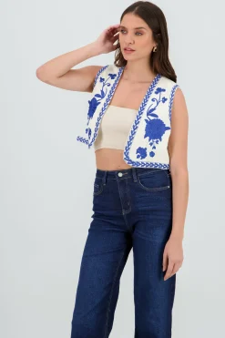 Shasa Cropped Embroidered Vest