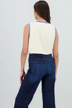 Shasa Cropped Embroidered Vest