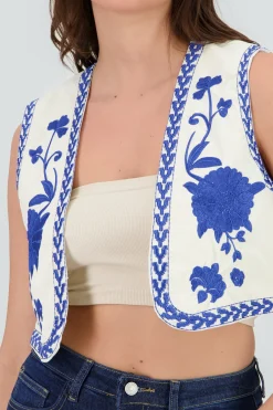 Shasa Cropped Embroidered Vest