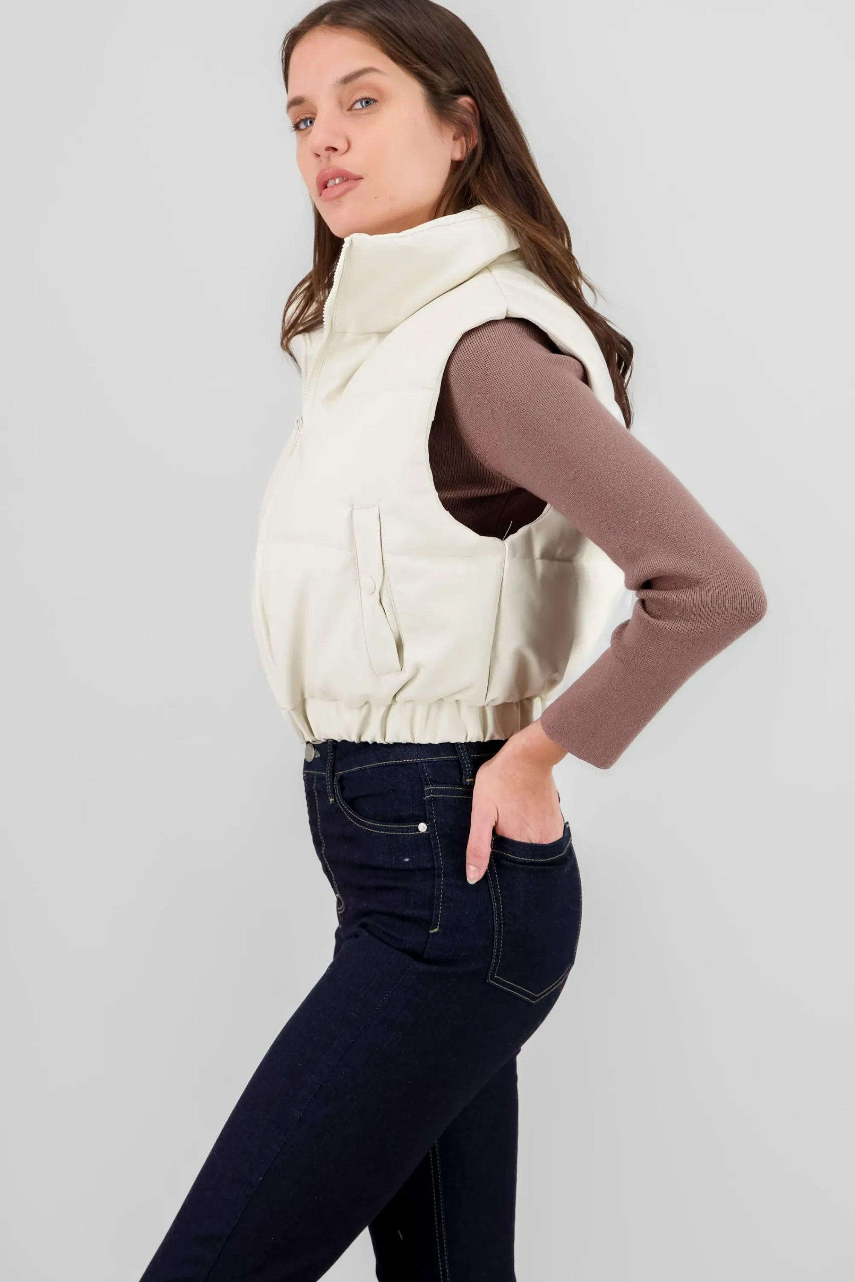 Shasa Cropped Faux Fur Vest