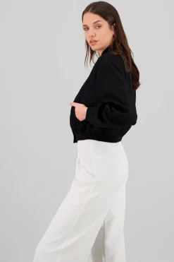 Shasa Cropped Fleece Bomber Jacket