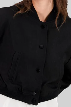 Shasa Cropped Fleece Bomber Jacket