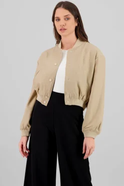 Shasa Cropped Fleece Bomber Jacket