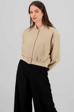 Shasa Cropped Fleece Bomber Jacket