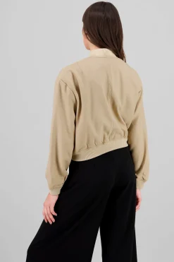 Shasa Cropped Fleece Bomber Jacket