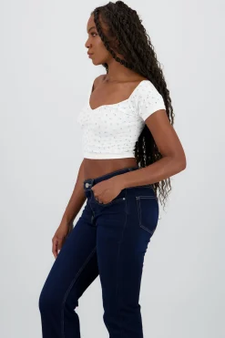 Shasa Cropped Floral Print Top