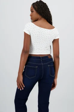 Shasa Cropped Floral Print Top