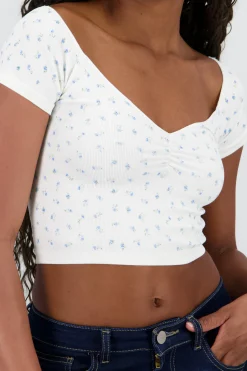 Shasa Cropped Floral Print Top